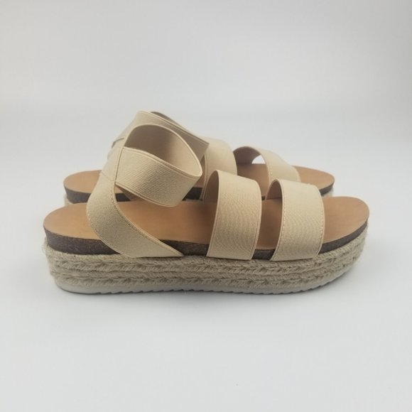 Beige Espadrille Platform Gladiator Sandal {Yoki} - Picture 2 of 4